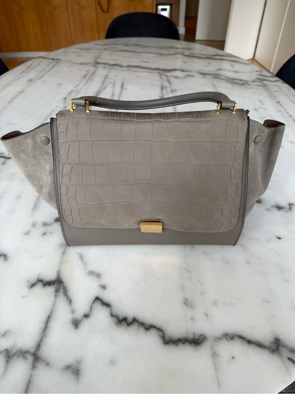 Céline Medium Croc Embossed Trapeze Bag - Pheobe Philo era bag